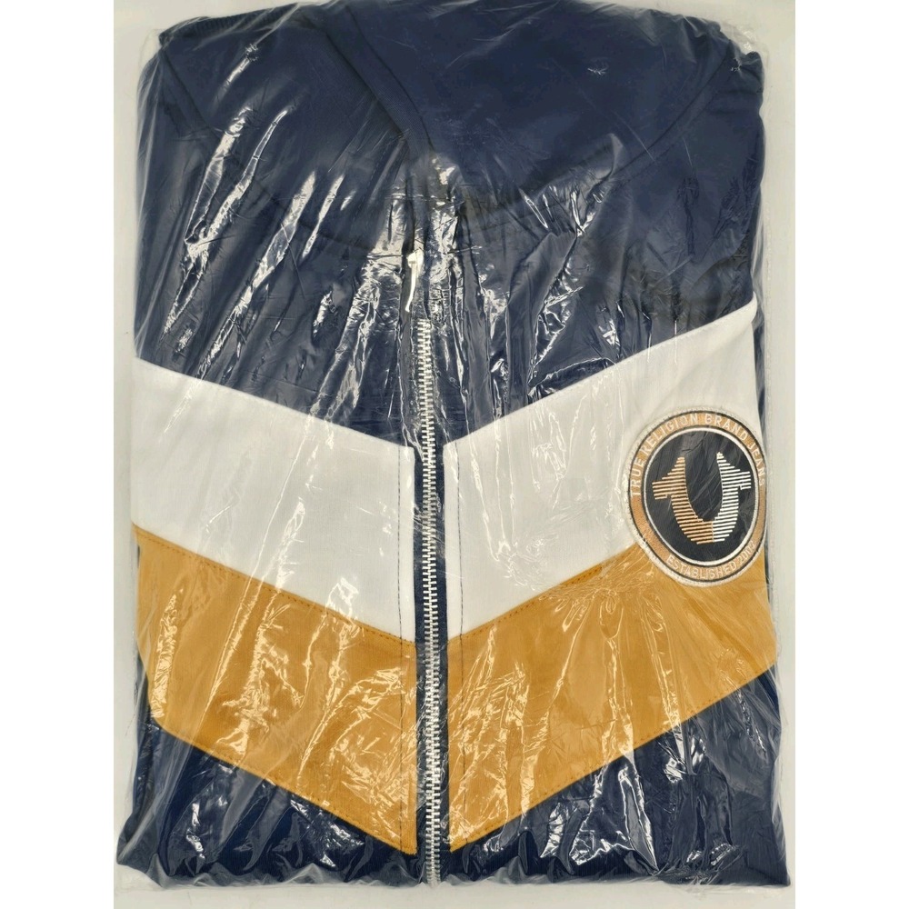 True Religion Men's Chevy Zip Up Hoodie - Navy Blue/White/Gold - XXXL - NWT‎